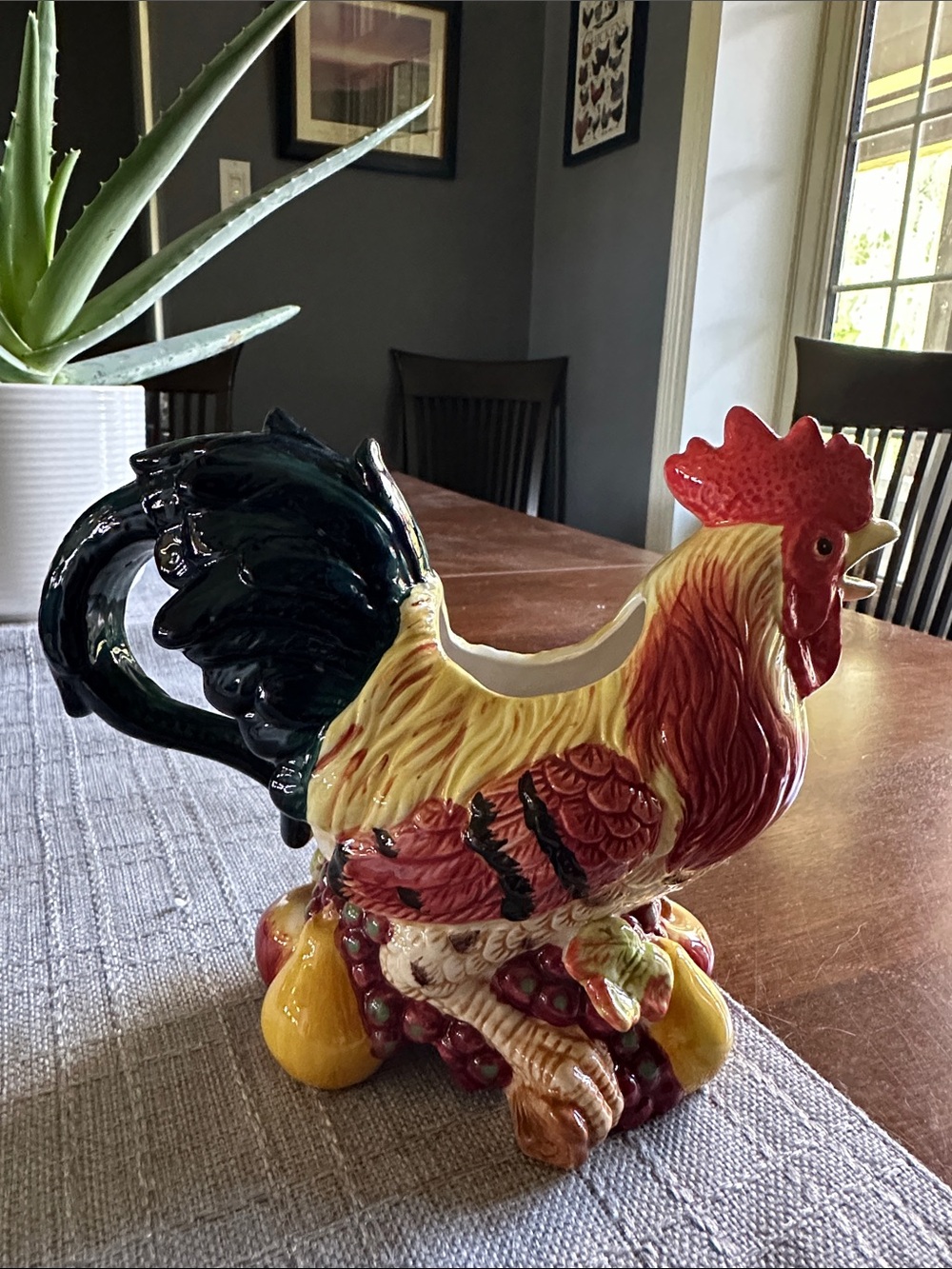 Decorative Rooster Ceramic Multicolor Pitcher